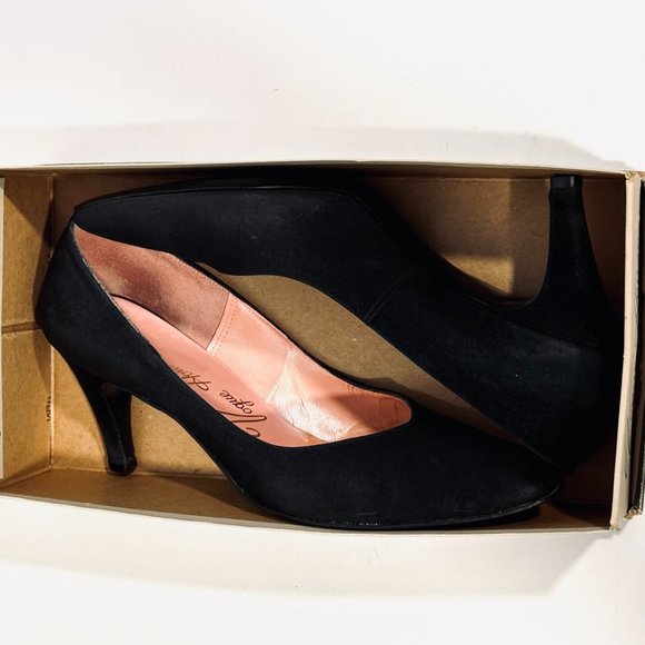 Vintage 50s VOGUE HOUSE Heels Pumps Shoe Black Textured Fabric with Box Sz 8.5 N - Picture 13 of 13